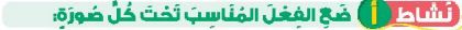 نشاط أ ضع الفعل المناسب تحت كل صورة